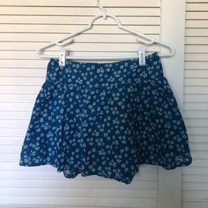 Blue Flower Patterned Skirt